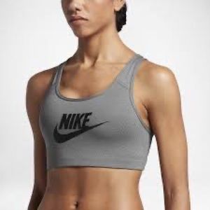 Nike Classic Swoosh Futura Women's Medium Support Sports Bra - Gray